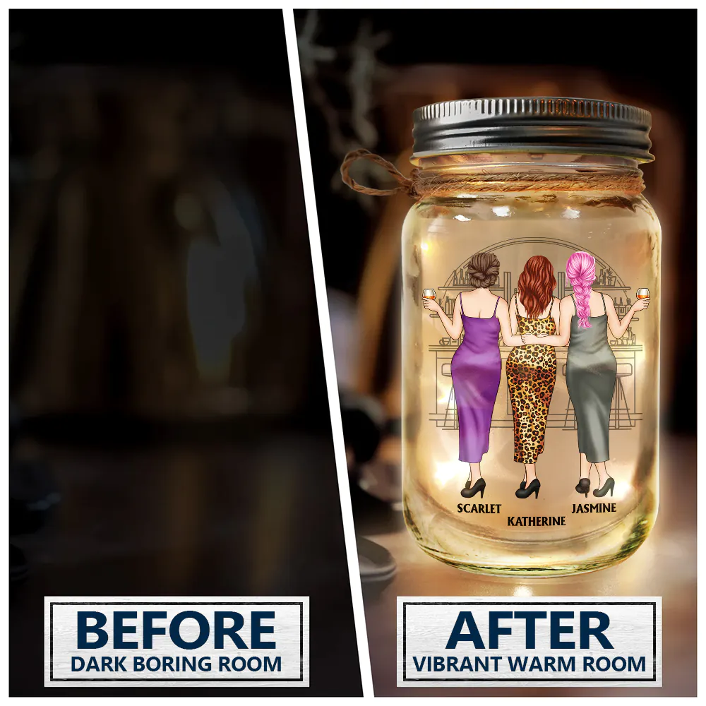 Gift For Bestie,Continue Shopping,Love - Here's To Being Friends Even When We're Old Besties - Personalized Mason Jar Light