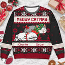Cat Lovers - Lying Cat Meowy Catmas - Personalized Unisex Ugly Sweater