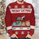 Cat Lovers - Lying Cat Meowy Catmas - Personalized Unisex Ugly Sweater