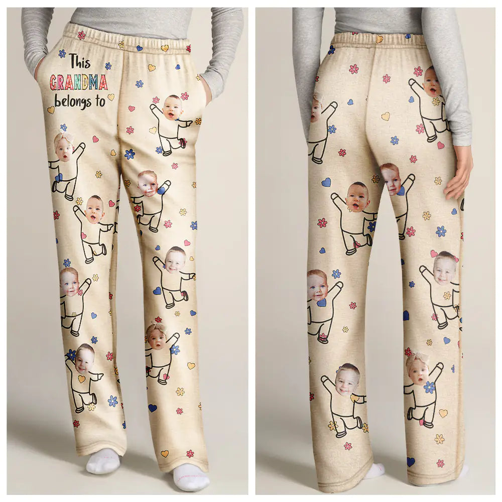 Gift For Grandma - Custom Photo This Nana Belongs To Grandkids - Personalized Pajama Pants