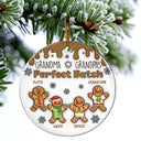 Gift For Grandma, Gift For Mother - Gingerbread Grandma Grandpa Perfect Batch - 3D Inflated Effect Printed Ornament, Personalized Circle Ceramic Ornament