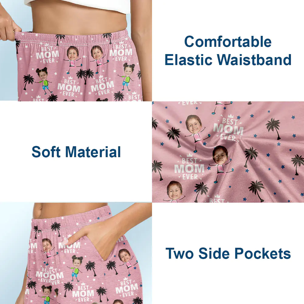 Christmas,Custom Photo,Gift For Father,Gift For Mother,Gift For Grandma,Gift For Grandpa,Happy - Custom Photo Best Dad Grandpa Mom Grandma Ever - Personalized Pajama Shorts