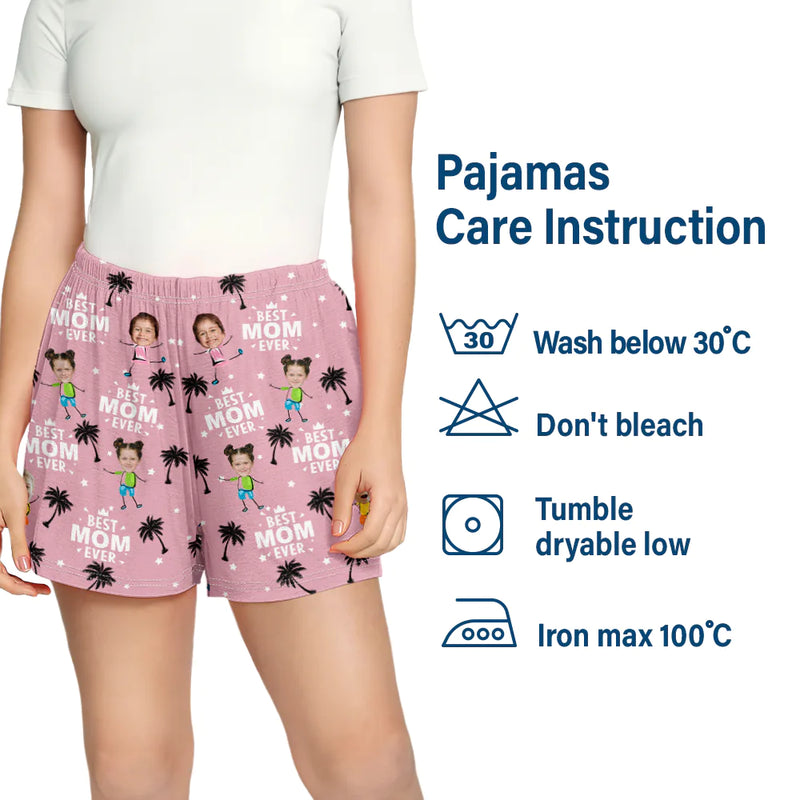 Christmas,Custom Photo,Gift For Father,Gift For Mother,Gift For Grandma,Gift For Grandpa,Happy - Custom Photo Best Dad Grandpa Mom Grandma Ever - Personalized Pajama Shorts