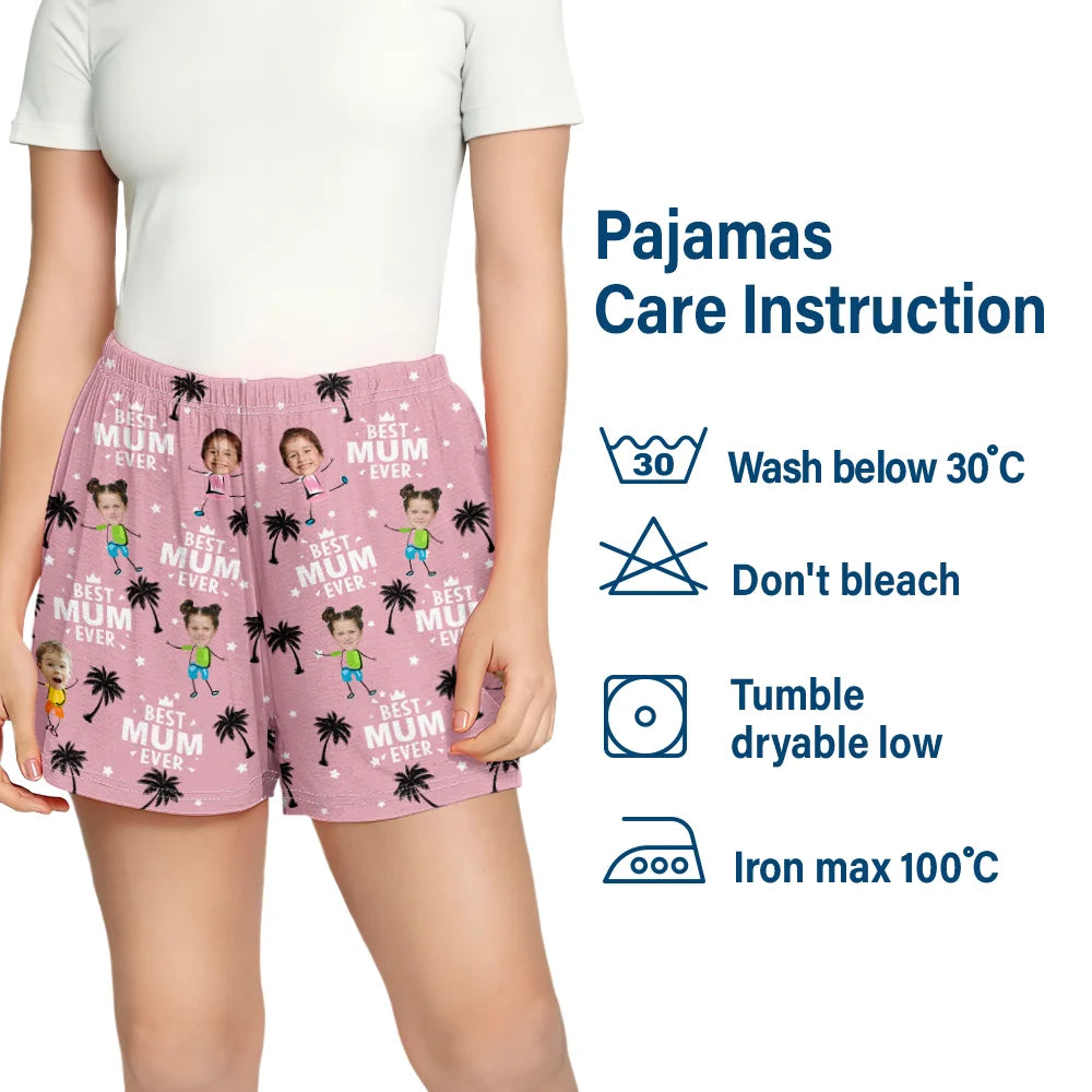 Christmas,Custom Photo,Gift For Father,Gift For Mother,Gift For Grandma,Gift For Grandpa,Happy - Custom Photo Best Dad Grandpa Mom Grandma Ever - Personalized Pajama Shorts