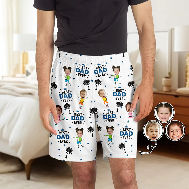 Christmas,Custom Photo,Gift For Father,Gift For Mother,Gift For Grandma,Gift For Grandpa,Happy - Custom Photo Best Dad Grandpa Mom Grandma Ever - Personalized Pajama Shorts