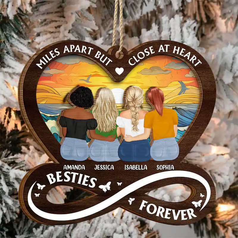 Continue Shopping,Christmas,Happy,Gift For Bestie,Gift For Sisters - Not Sisters By Blood But Sisters By Heart - Personalized 2-Layered Wooden Ornament