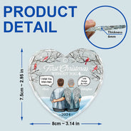 Gift For Couples, Old Couples - First Christmas Without You Couples Memorial - Personalized Heart Shaped Glass Ornament
