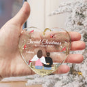 Memorial, Gift For Couples - Memorial First Christmas Without You - Personalized Heart Shaped Glass Ornament