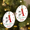 Family, Parents, Gift For Kids - Monogram Name Merry Christmas - Personalized Combo Circle Ceramic Ornament Set