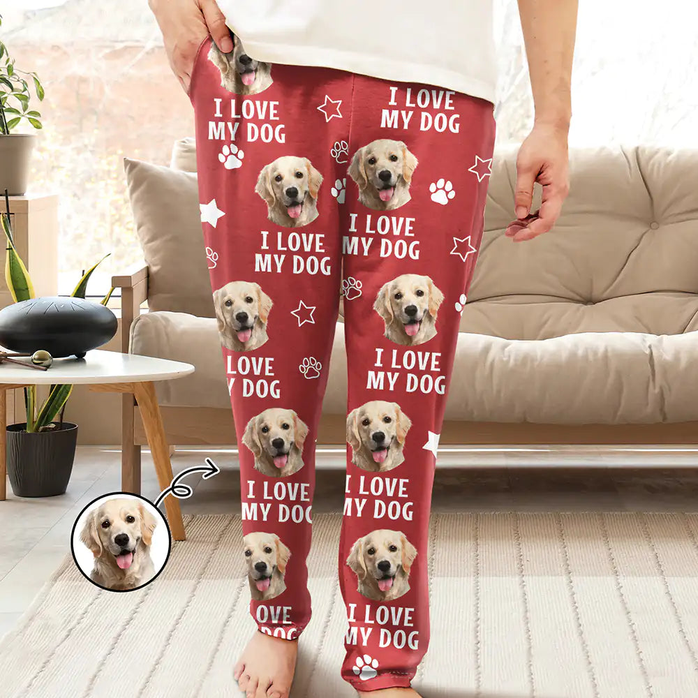 Christmas,Pet Lovers,Cat Lovers,Dog Lovers,Custom Photo,Happy - Custom Photo I Love My Fur Babies - Personalized Pajama Pants
