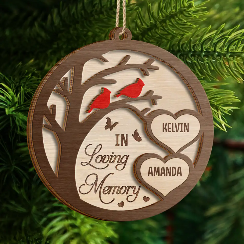 Cardinal Memorial Nous sommes toujours avec vous - Ornement en bois personnalisé à 2 couches 