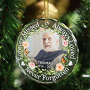 Custom Photo Always Loved Forever Missed - Personalized Circle Glass Ornament