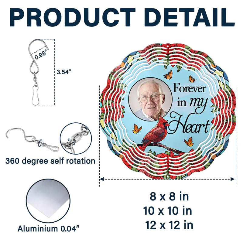 Family, Parents, Gift For Grandparents - Custom Photo I'm Always With You - Personalized Wind Spinner