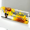 Gift For Bestie,Gift For Sisters,Gifts For Colleagues,Happy - Daisy Flowers Woman Man Office - Personalized Desk Name Plate