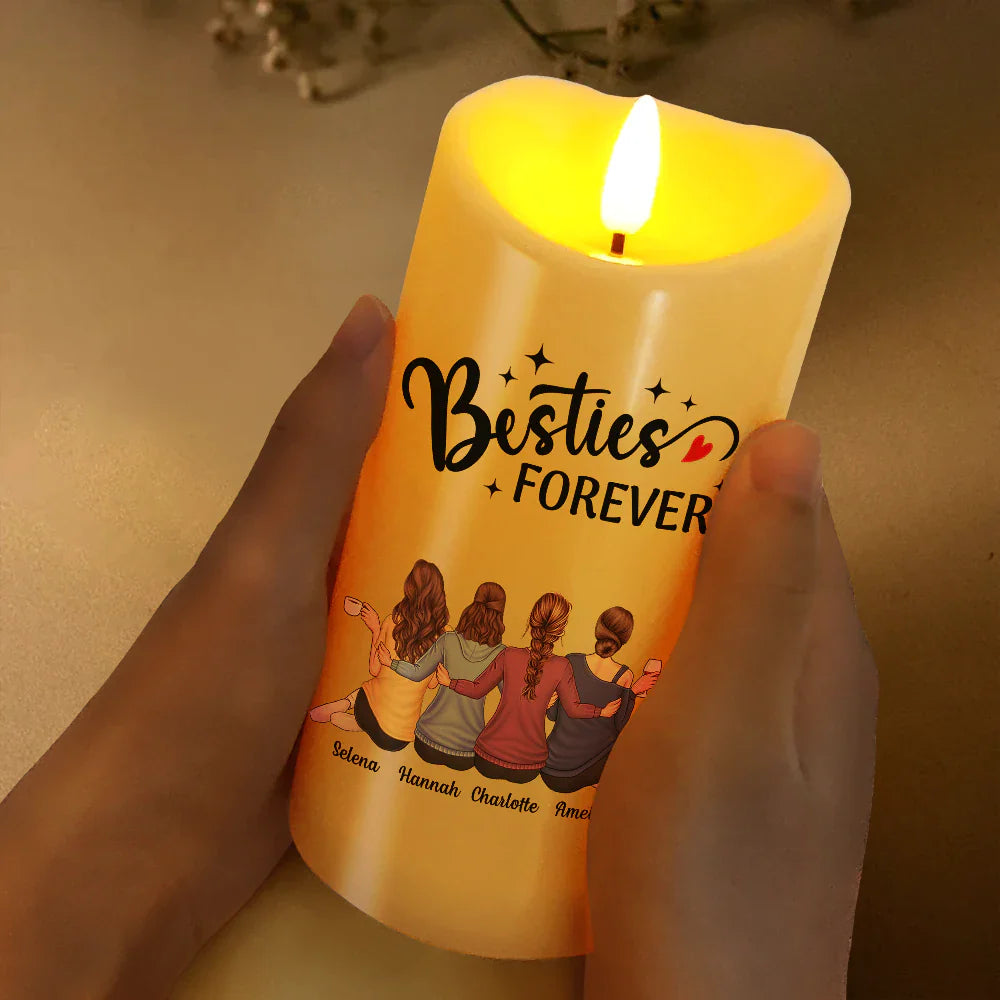 Gift For Bestie, Gift For Sisters - Sisters Are Like Stars They're Always There - Personalized Flameless LED Candle
