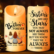 Gift For Bestie, Gift For Sisters - Sisters Are Like Stars They're Always There - Personalized Flameless LED Candle
