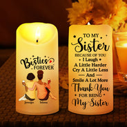 Gift For Bestie, Gift For Sisters - Sisters Are Like Stars They're Always There - Personalized Flameless LED Candle
