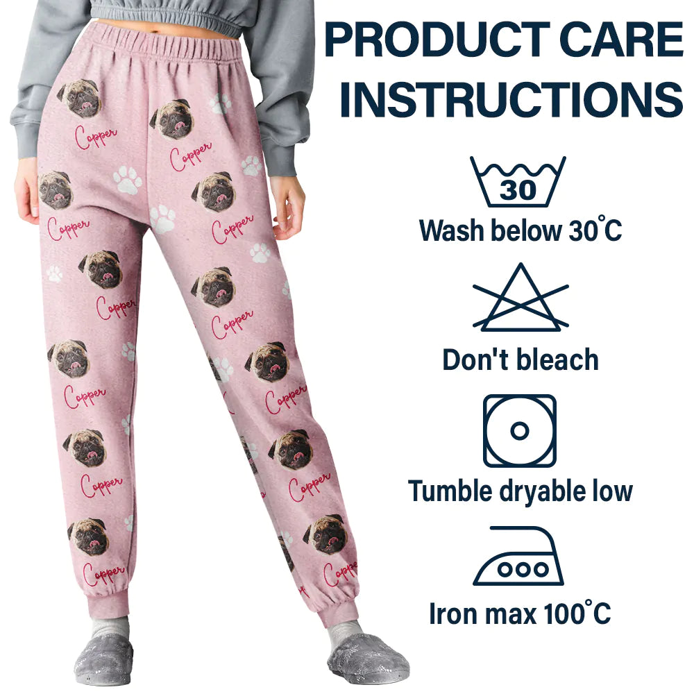 Custom Photo,Happy,Pet Lovers,Dog Lovers,Cat Lovers - Custom Photo Funny Dog Cat Face - Personalized Pajama Pants