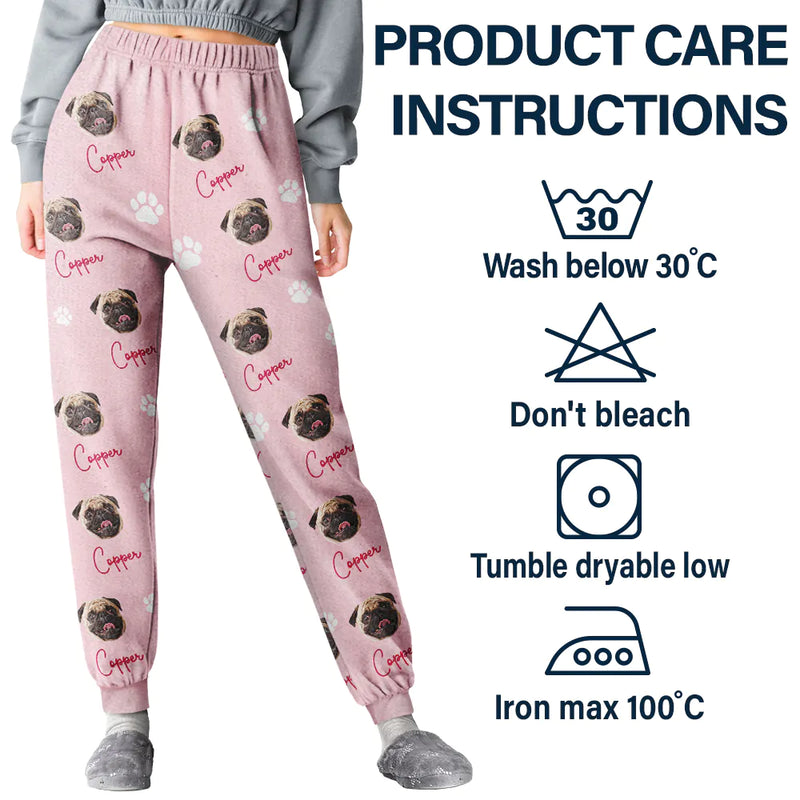 Custom Photo,Happy,Pet Lovers,Dog Lovers,Cat Lovers - Custom Photo Funny Dog Cat Face - Personalized Pajama Pants