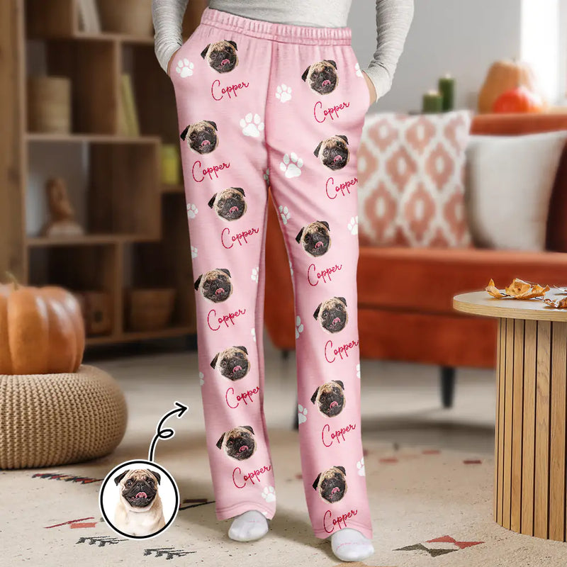 Custom Photo Funny Dog Cat Face - Personalized Pajama Pants