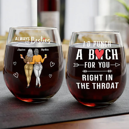 Toujours les meilleurs amis dans la gorge - Verre à vin sans pied personnalisé 