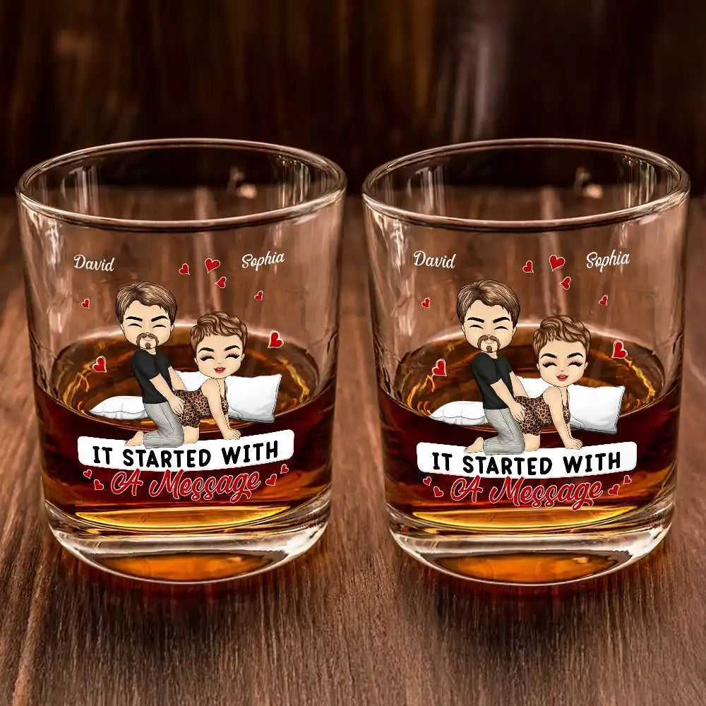 Gift For Couples, Gift For Boyfriend, Gift For Husband, Gift For Wife, Gift For Girlfriend - Couple My Favorite Thing To Do Is You - Personalized Whiskey Glass