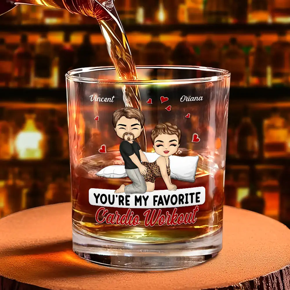 Gift For Couples, Gift For Boyfriend, Gift For Husband, Gift For Wife, Gift For Girlfriend - Couple My Favorite Thing To Do Is You - Personalized Whiskey Glass