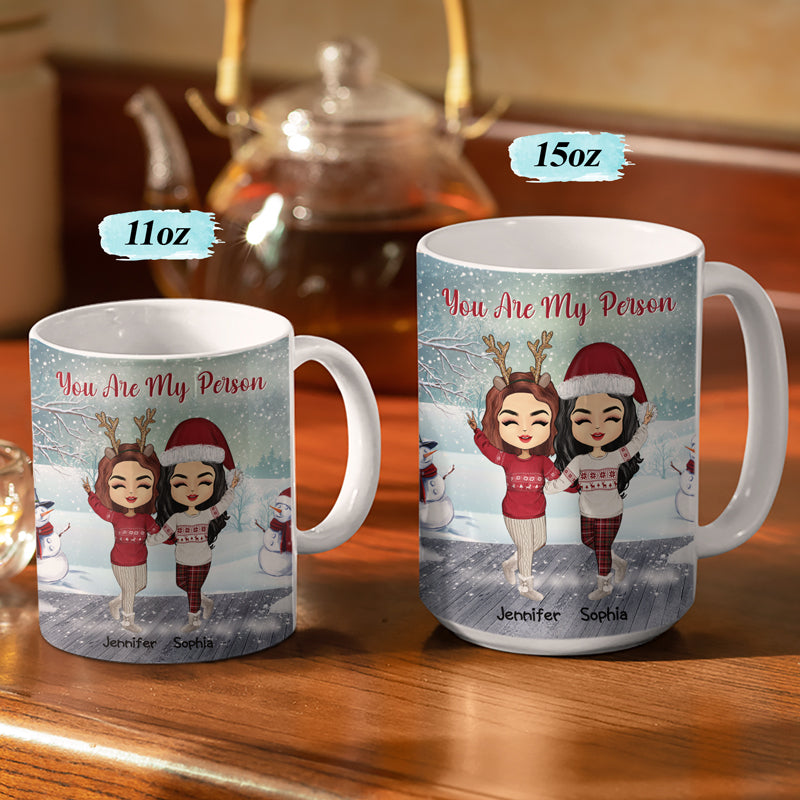 Les meilleures amies sont les sœurs que nous choisissons pour nous-mêmes - Cadeau de Noël pour BFF - Tasse blanche personnalisée bord à bord