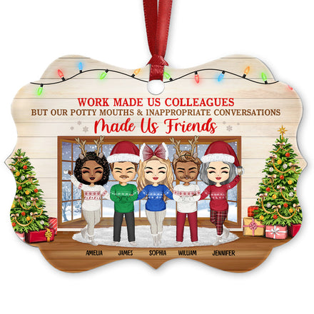 Le travail nous a fait devenir collègues - Cadeau de Noël pour collègue et meilleur ami - Décoration en aluminium personnalisée