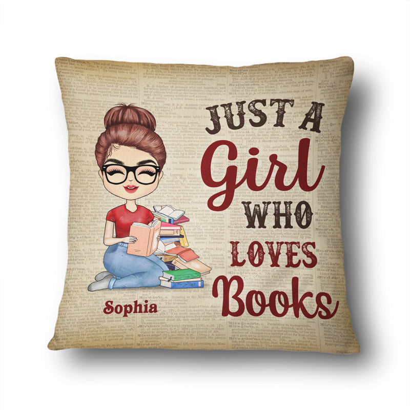 Une fille qui aime lire des livres vintage - Cadeau de lecture - Oreiller personnalisé