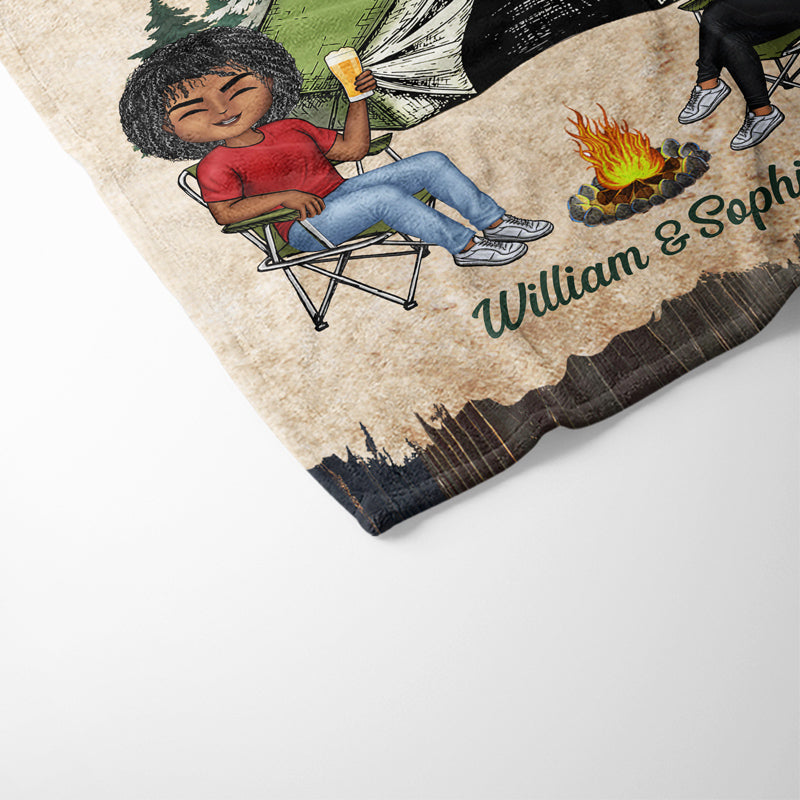 Partenaires pour la vie, mari et femme, camping - Cadeau pour couple - Couverture polaire personnalisée