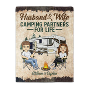 Partenaires pour la vie, mari et femme, camping - Cadeau pour couple - Couverture polaire personnalisée