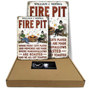 Fire Pit Where Music Gets Played Husband Wife Camping Couple Vertical - Backyard Sign - Personalized Custom Classic Metal Signs