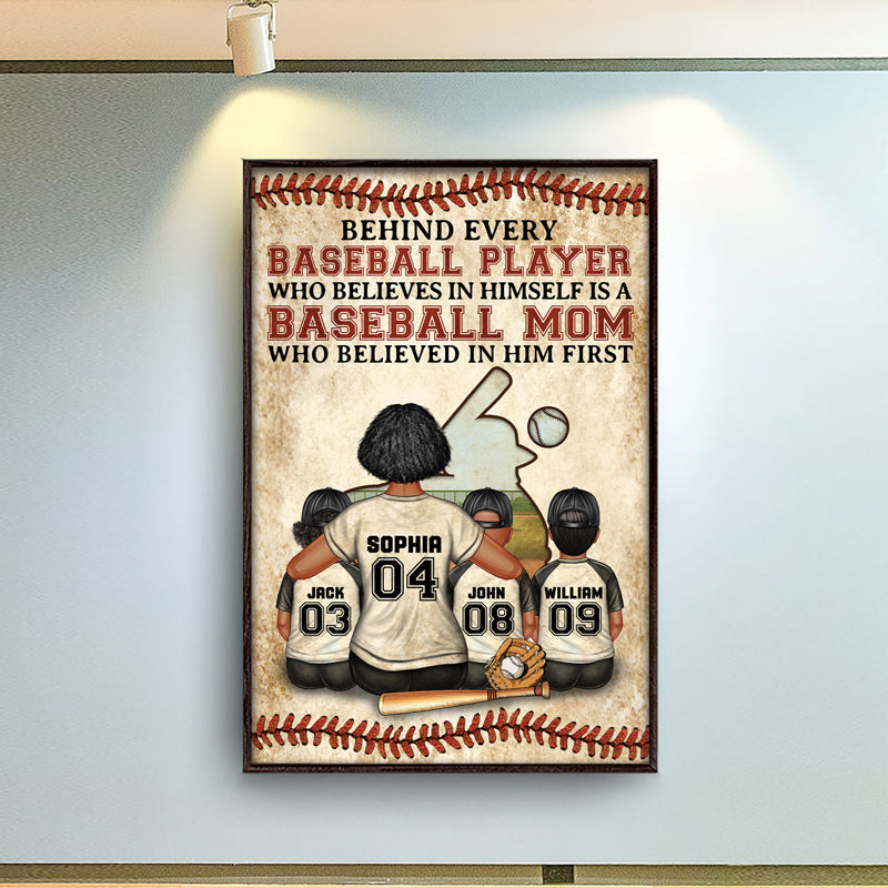 Baseball Mom Behind Every Baseball Player - Gift For Mother - Personalized Custom Poster