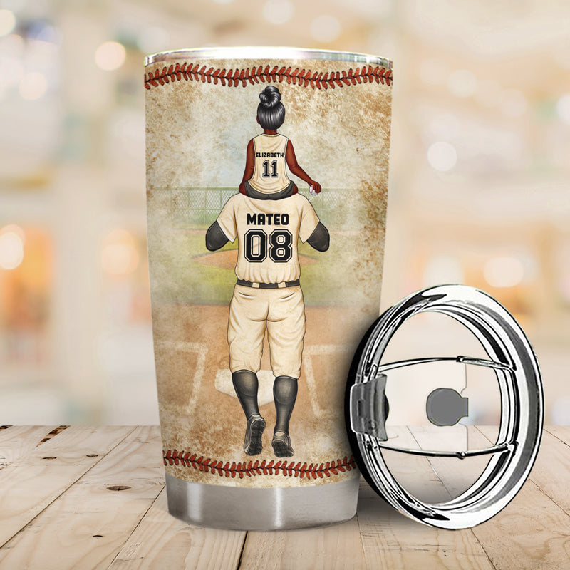Softball Dad Behind Every Softball Player - Father Gift - Personalized Custom Tumbler