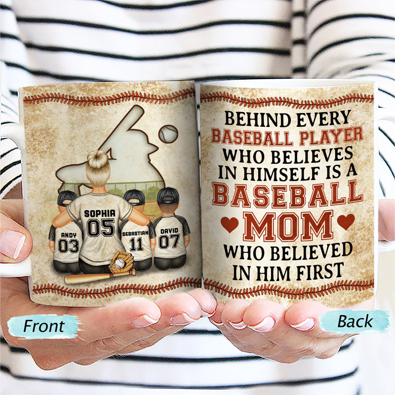 Baseball Mom Behind Every Baseball Player - Gift For Mother - Personalized Custom White Edge-to-Edge Mug