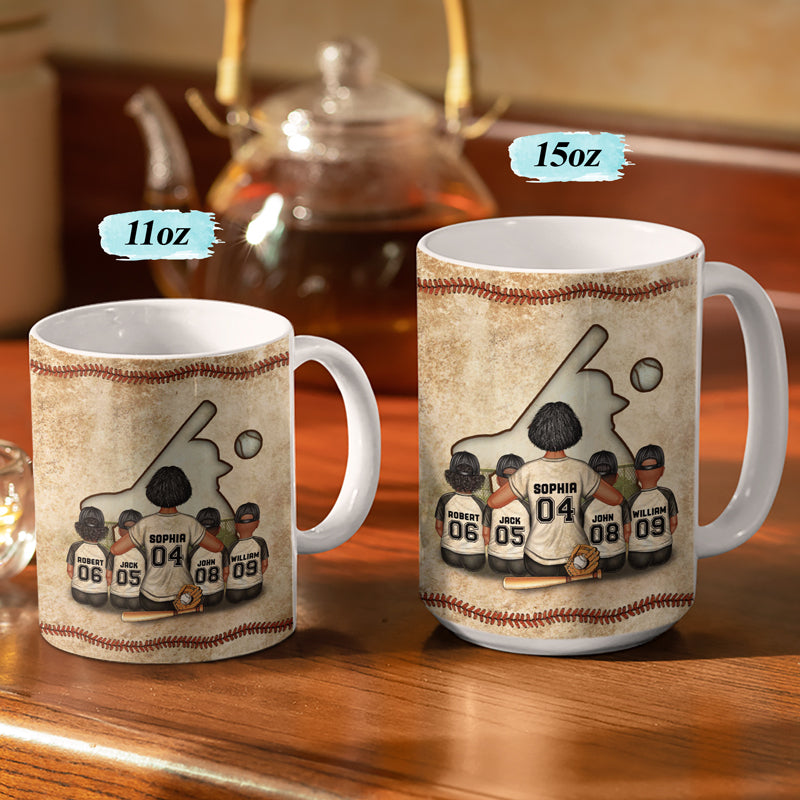 Une maman de baseball derrière chaque joueur de baseball - Cadeau pour maman - Tasse blanche personnalisée bord à bord