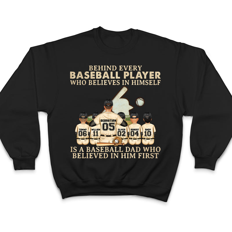 Papa de baseball derrière chaque joueur de baseball - Cadeau pour père - T-shirt personnalisé