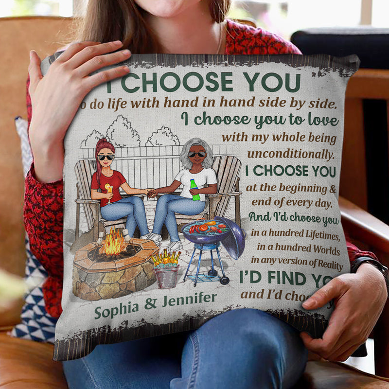 Grillades dans le jardin, famille, couple, le jour où je t'ai rencontré - Cadeau pour couple - Oreiller personnalisé