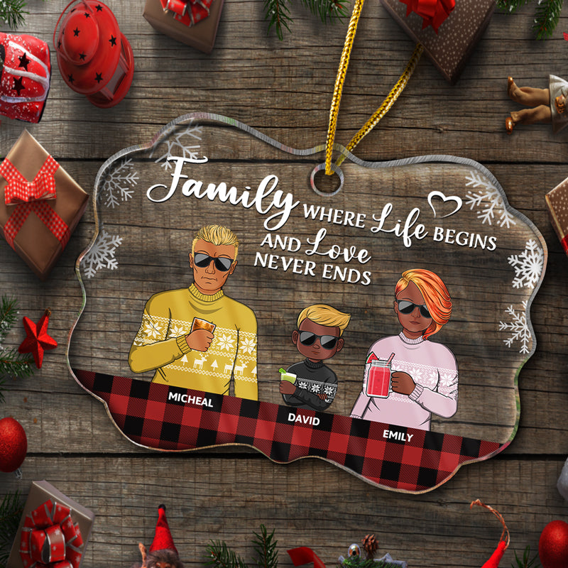 There Is No Greater Gift Than Family Husband Wife Family - Christmas Gift - Personalized Custom Medallion Acrylic Ornament