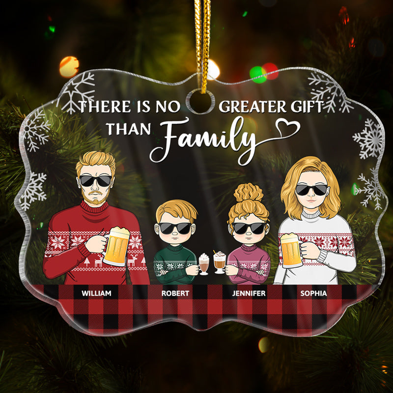 There Is No Greater Gift Than Family Husband Wife Family - Christmas Gift - Personalized Custom Medallion Acrylic Ornament