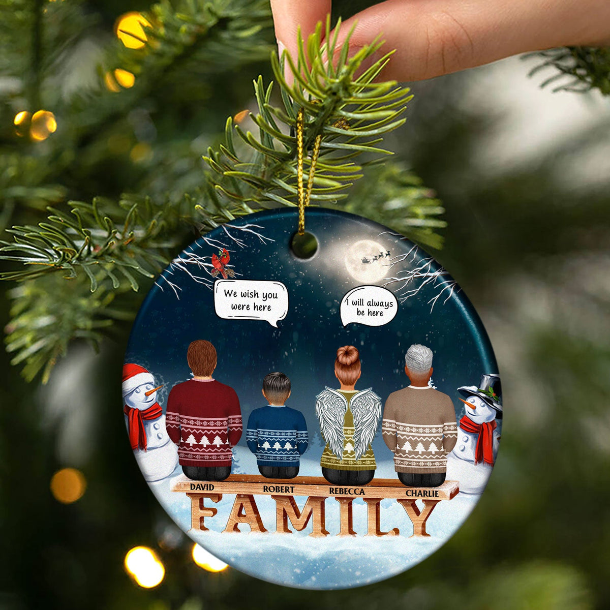 Family Memorial We Miss You - Christmas Gift For Family - Personalized Custom Circle Ceramic Ornament