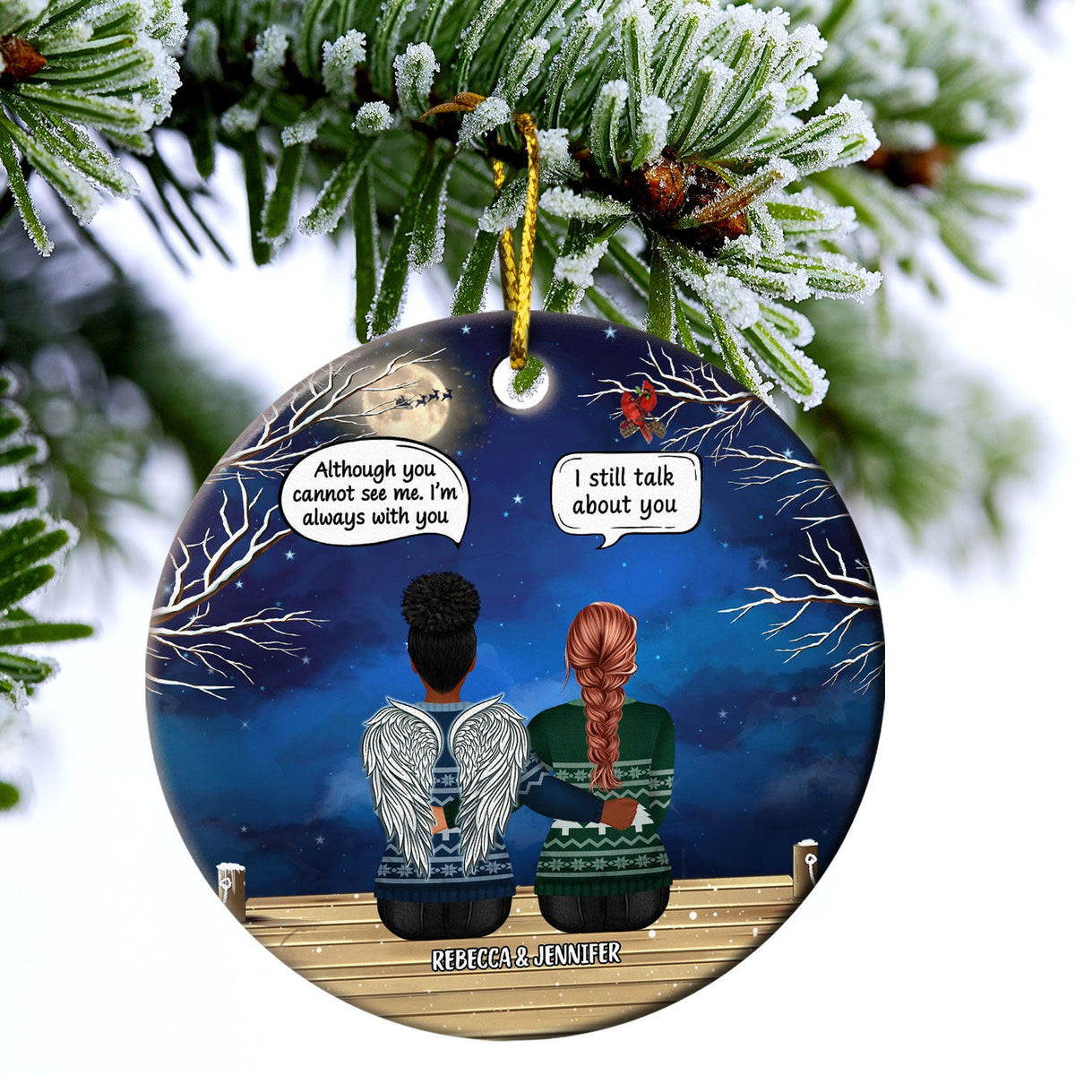 Family Memorial Couple I Miss You - Christmas Gift For Couples - Personalized Custom Circle Ceramic Ornament