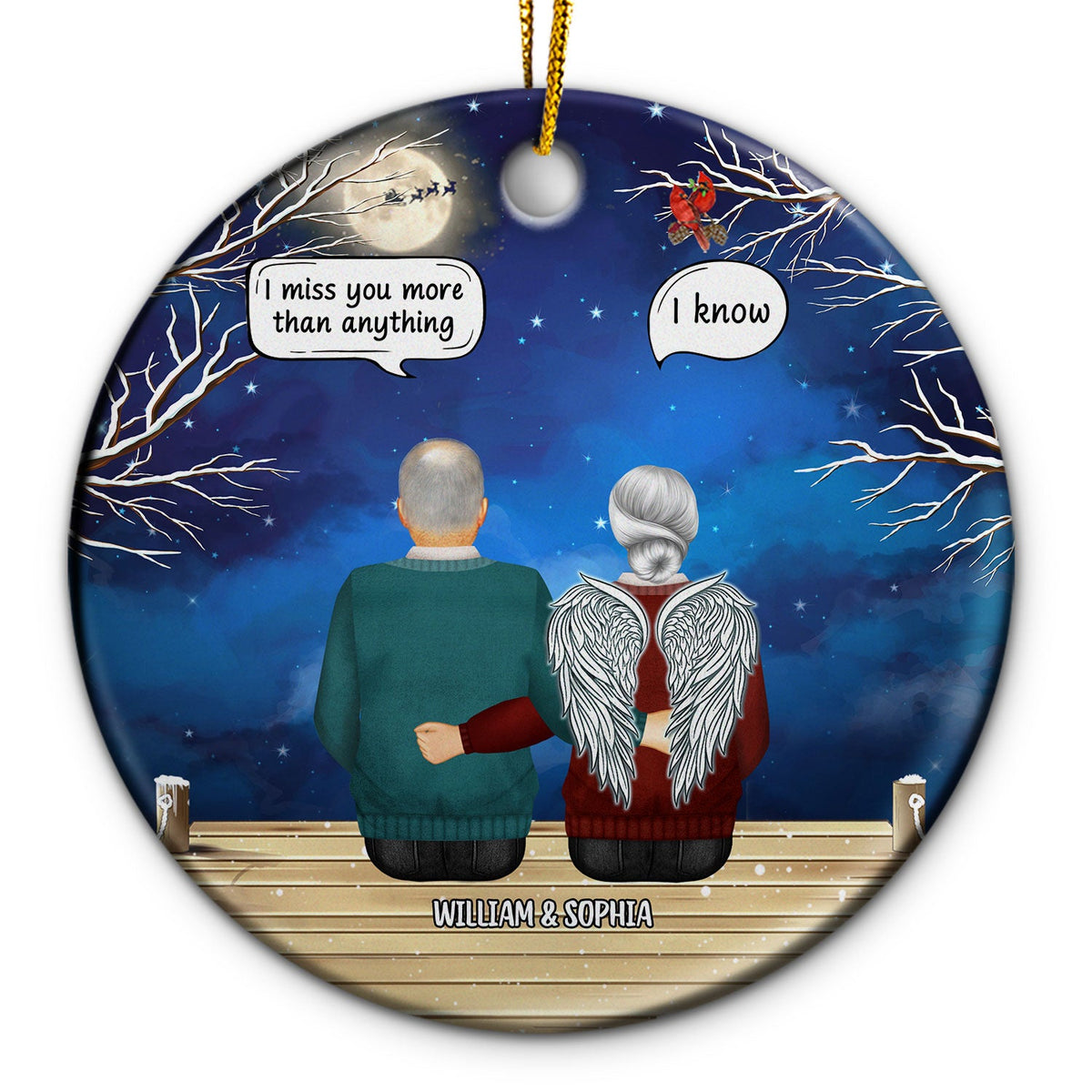 Family Memorial Couple I Miss You - Christmas Gift For Couples - Personalized Custom Circle Ceramic Ornament