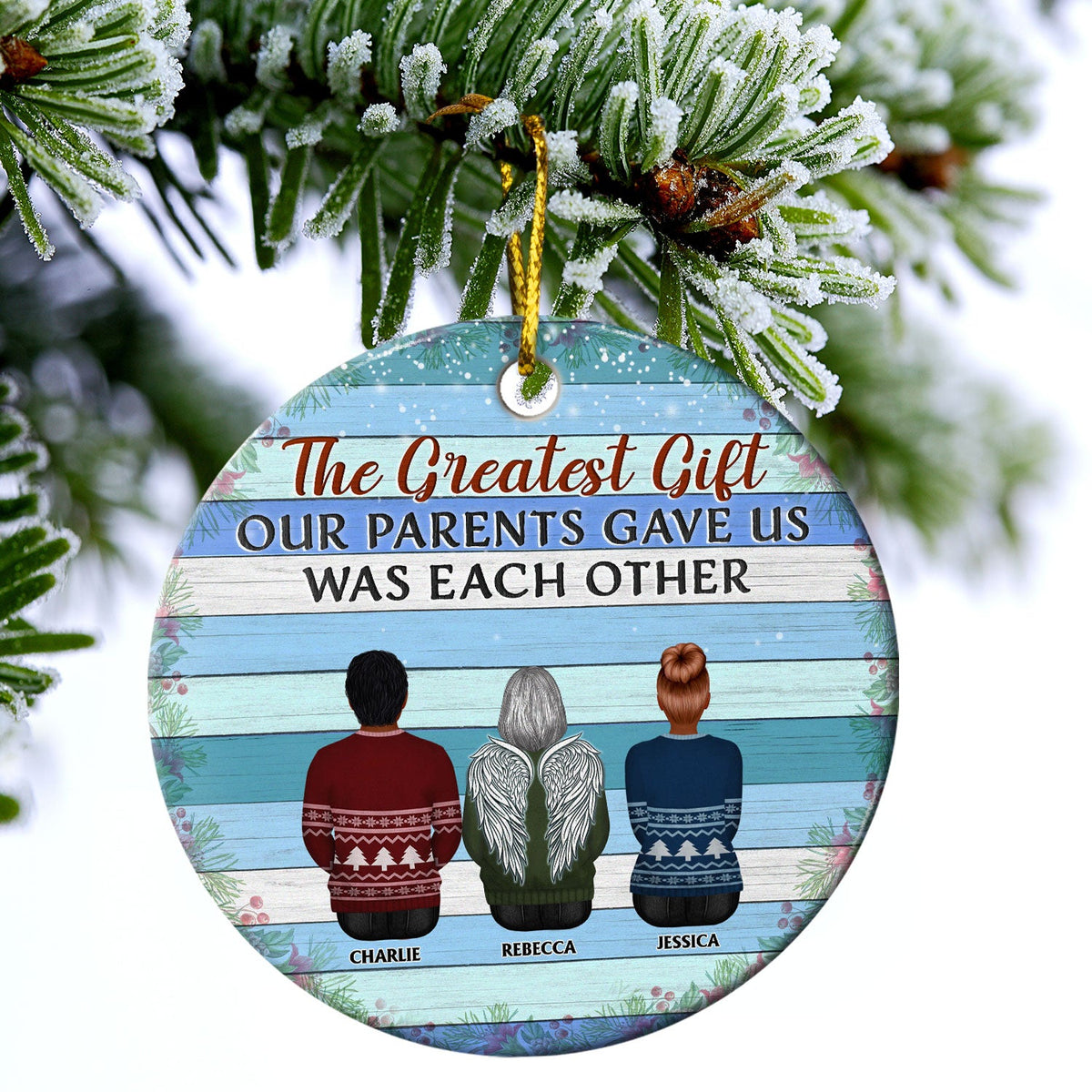 Family Where Begins And Love Never Ends - Memorial Gift - Christmas Gift - Personalized Custom Circle Ceramic Ornament