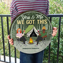 Husband And Wife Camping Partners For Life Family - Couple Gift - Personalized Custom Wood Circle Sign