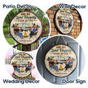 Husband And Wife Camping Partners For Life Family - Couple Gift - Personalized Custom Wood Circle Sign