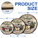 Husband And Wife Camping Partners For Life Family - Couple Gift - Personalized Custom Wood Circle Sign