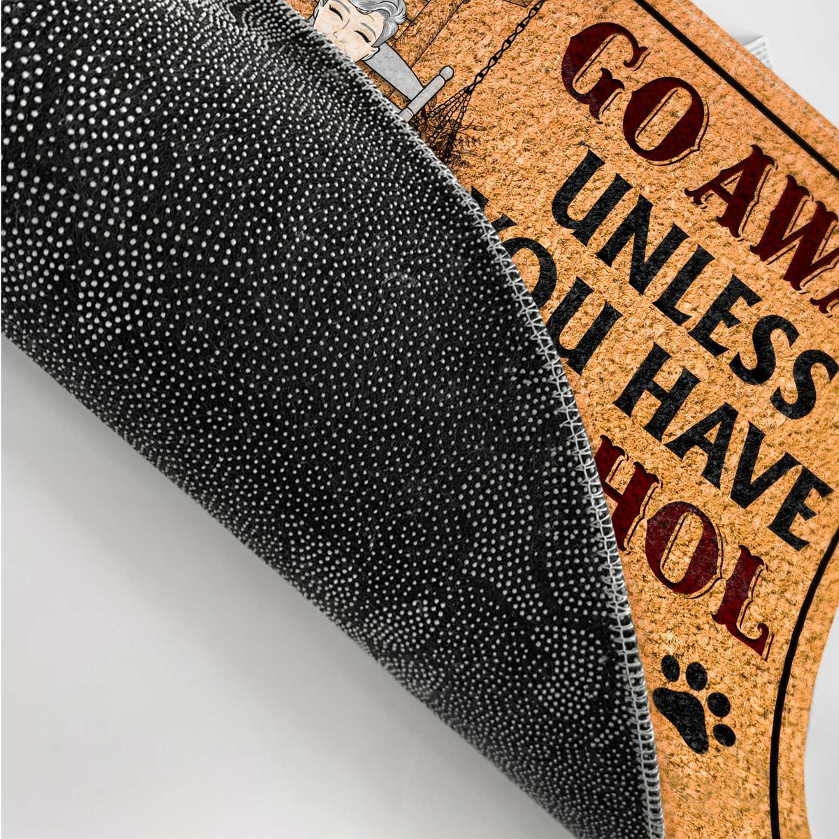 Paillasson personnalisé « Va-t'en si tu n'as pas d'alcool ni de friandises pour chien » – Cadeau d'anniversaire, de décoration pour la maison, pour conjoint, amoureux, mari, femme, petit ami, petite amie, couple, amoureux des animaux