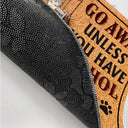 Paillasson personnalisé « Va-t'en si tu n'as pas d'alcool ni de friandises pour chien » – Cadeau d'anniversaire, de décoration pour la maison, pour conjoint, amoureux, mari, femme, petit ami, petite amie, couple, amoureux des animaux